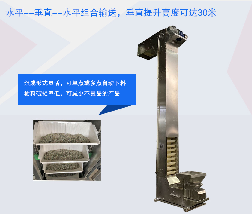 具有提升高度高、防破碎、多點下料等特點