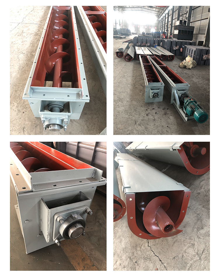 U型螺旋輸送機(jī)細(xì)節(jié)展示，采用不銹鋼材質(zhì)，輸送穩(wěn)定
